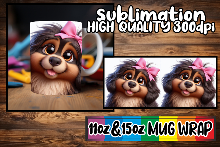 Serene days 11oz 15oz sublimation wrap, 3D Dog