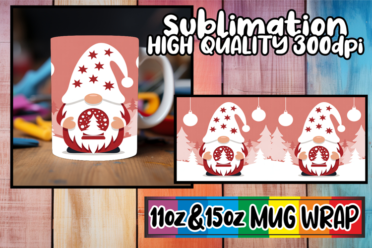 Cozy evenings 11oz 15oz sublimation wrap, Gnomes