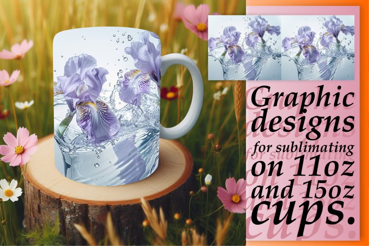 Ocean Serenity: Floral Water Design Mug Wrap 11oz