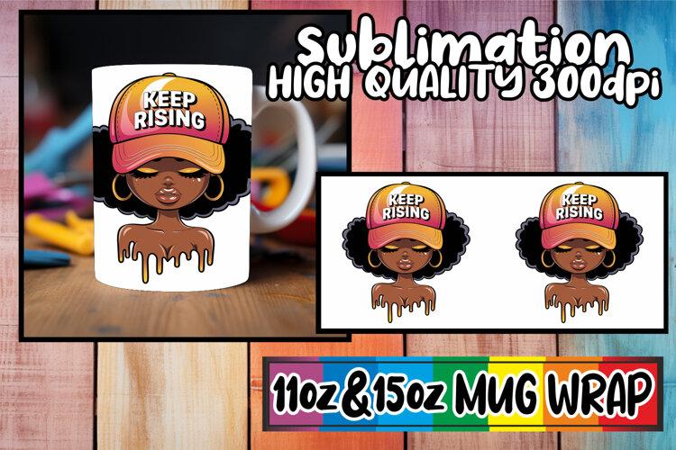 Uplifting moments 11oz 15oz sublimation wrap, Black Woman example image 1