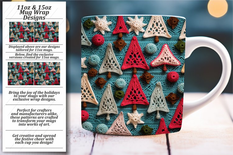 Cheerful Christmas Crochet Mug Wrap Sublimation