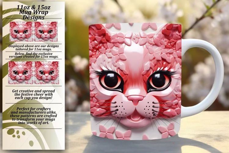 Floral Fantasy Meets 3D Cats: Colorful Sublimation Art