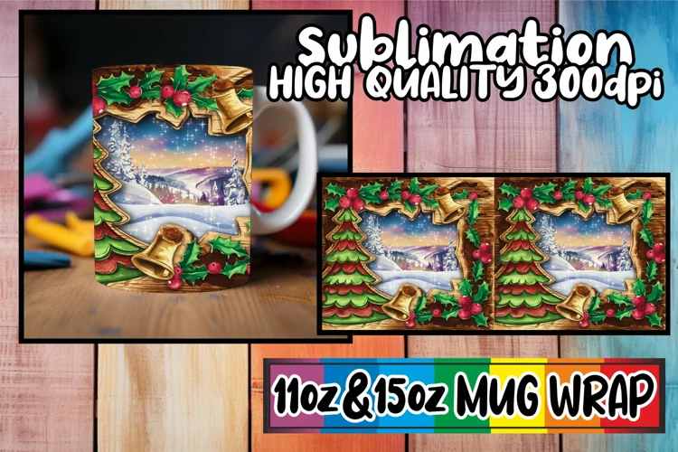 Blissful memories 11oz 15oz mug wrap, Christmas