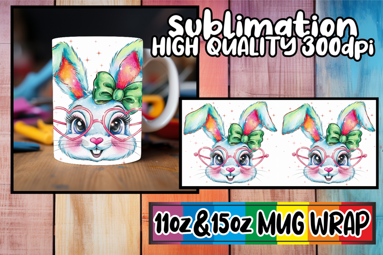 Radiant evenings 11oz 15oz sublimation wrap, Easter Bunny