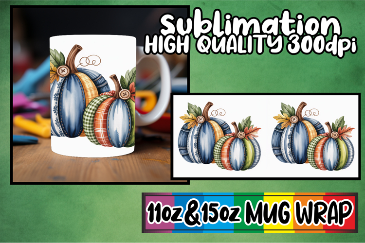 Cozy vibes 11oz 15oz mug wrap, Pumpkin Watercolor