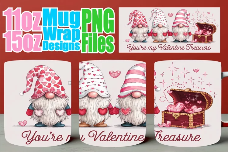 Enchanting thoughts sublimation mug wrap, Love Gnome