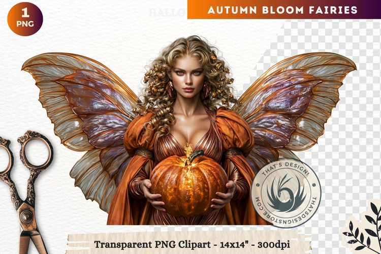 Autumn Bloom Floral Fairy Clipart, Mythical Fantasy PNG