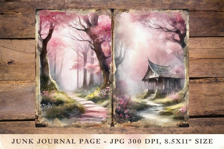 Printable Junk Journal Pages fairy forest 3 example image 1