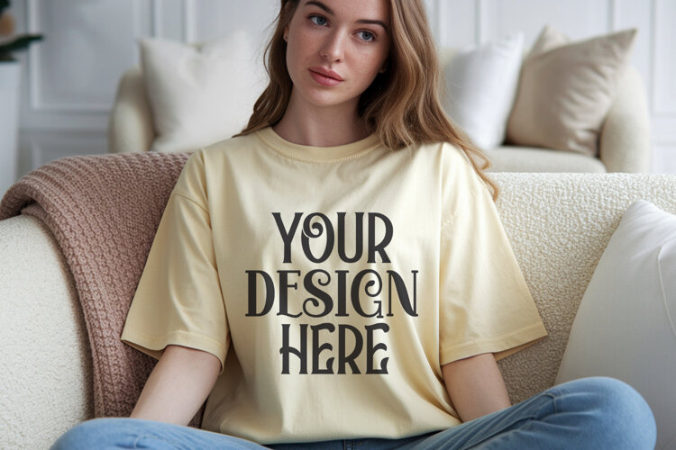 Butter Comfort Colors 1717 T-shirt Mockups,1717 Mockups example image 1