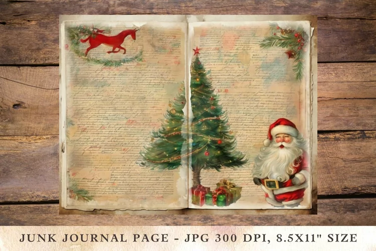 Printable Junk Journal Pages christmas santa claus 6