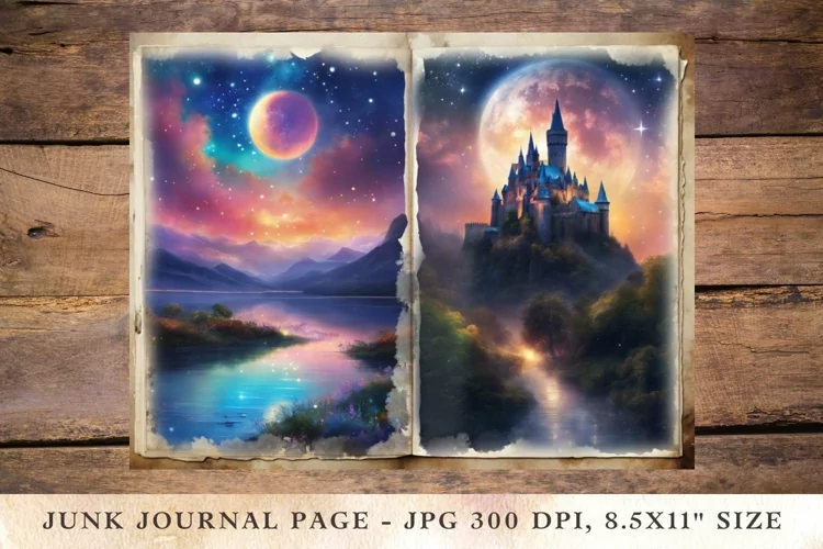 Printable Junk Journal Pages night castle 5