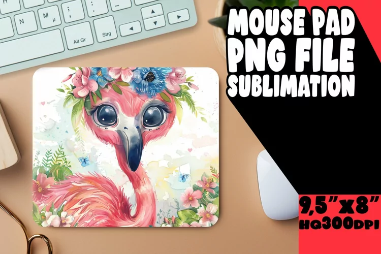 Watercolor Flamingo Mouse Pad Spring Design