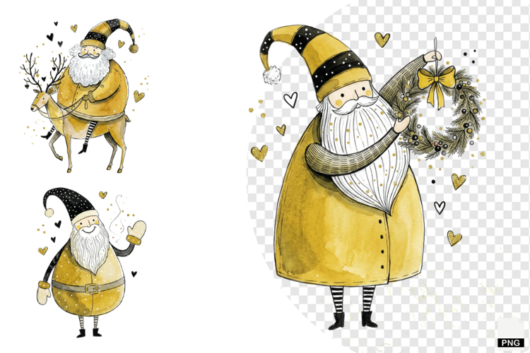 Whimsical Christmas Santa PNG