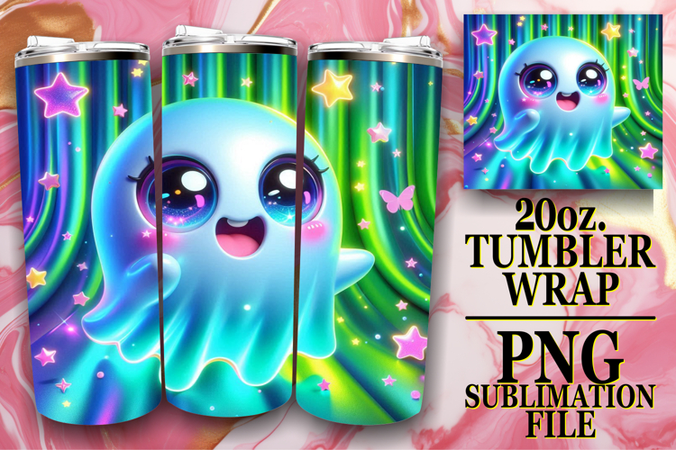 ENCHANTING ADVENTURES 20oz TUMBLER WRAP, 3D Cute Ghost