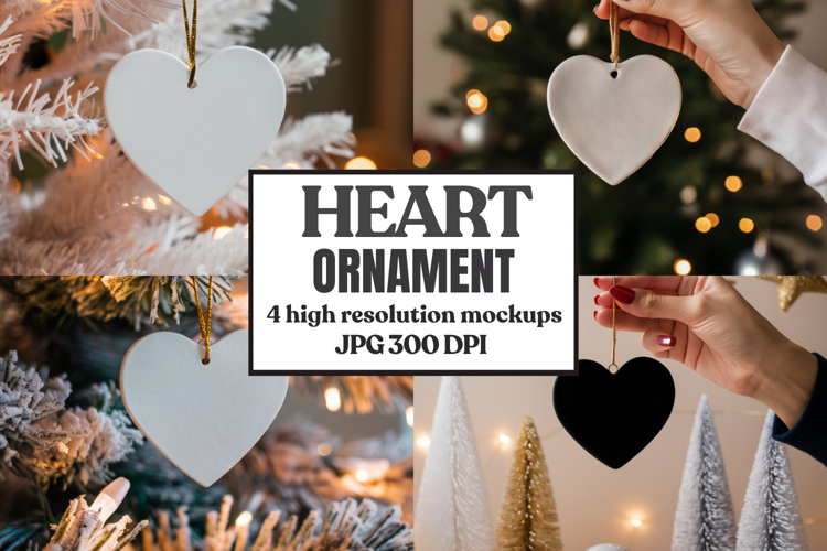 Holiday Love Heart Ornament Mockups | Romantic Christmas Tre