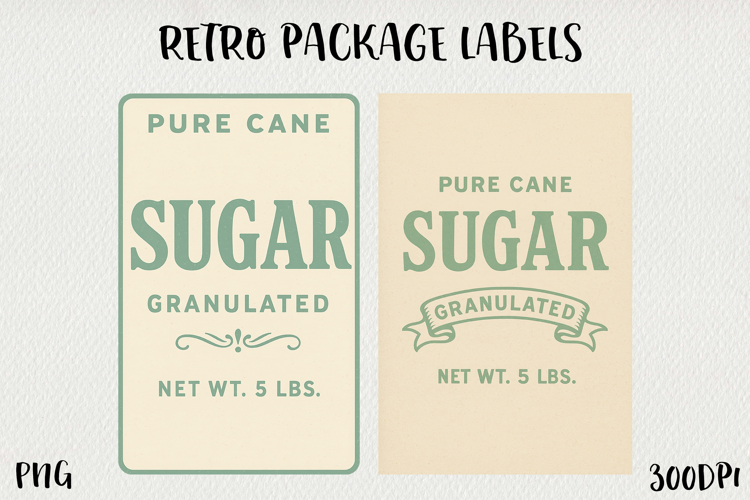 Vintage Food Label PNG Retro Pantry & Packaging Clipart.