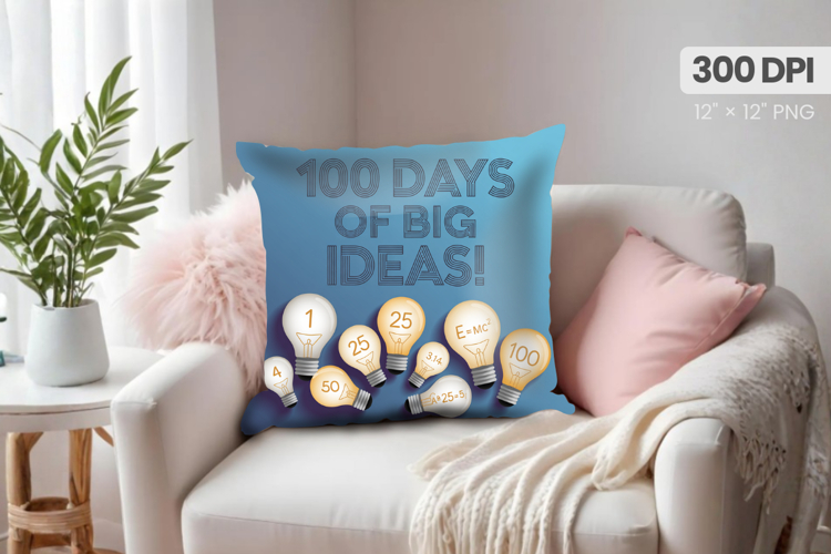 100 days of school Pillow Design, Teacher PNG Sublimation