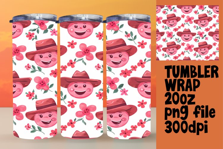 Whimsical Smile Pattern Tumbler Wrap Designs 20oz example image 1