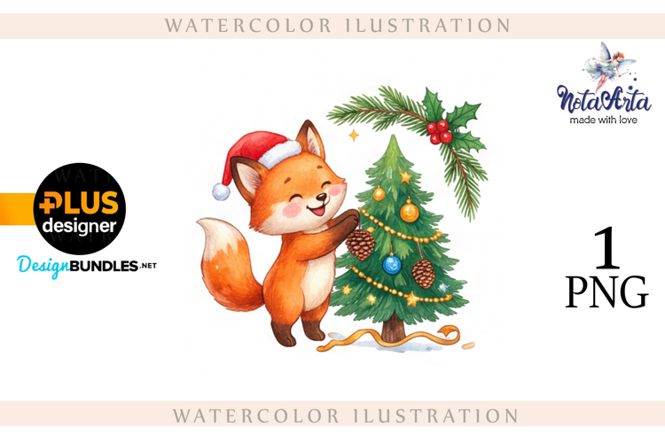 Illustration of a cute Christmas fox