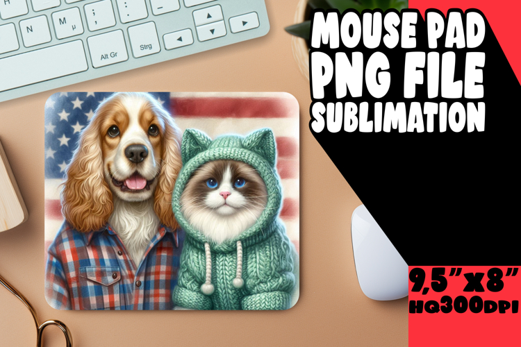 ENCHANTED desk pad PNG Design, Dog and cat