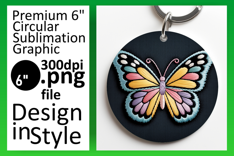 Creative Circle Design Keychain Template , Butterfly
