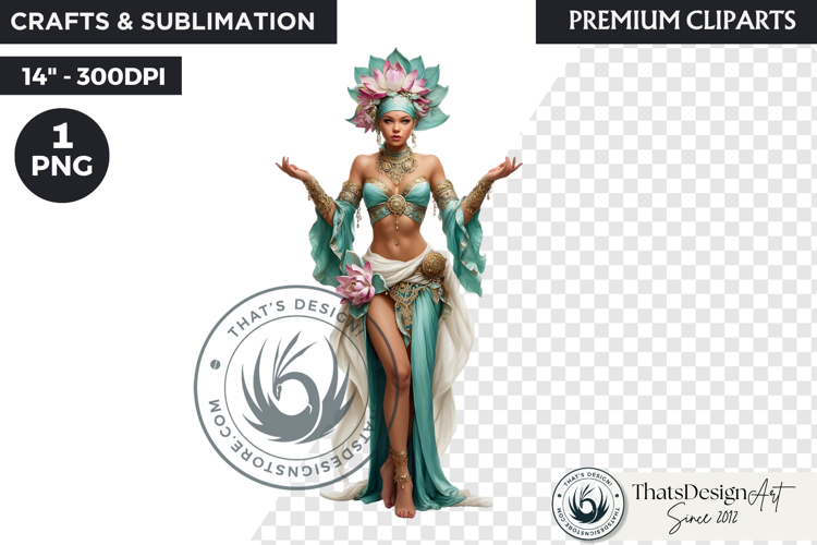 Royal Lotus Princess Fantasy Goddess Floral Clipart