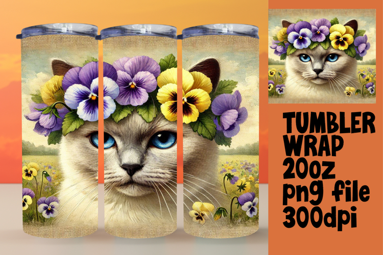 CHARMING 20oz Tumbler Template for Custom Gifts , Cute Cat