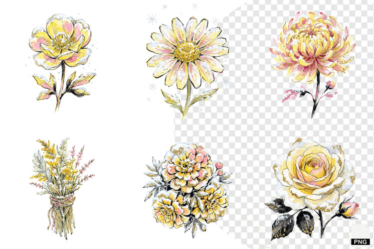 Snowy Flowers Garden Clipart example image 1