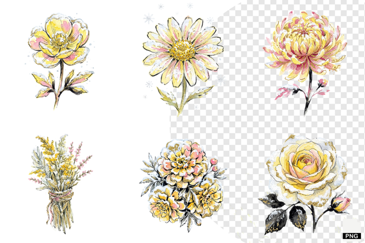 Snowy Flowers Garden Clipart