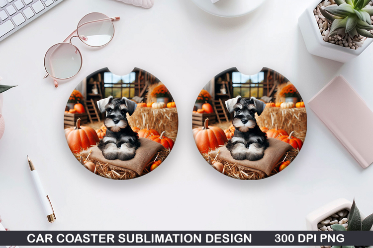 Halloween Dog Car Coaster Sublimation| Halloween Coaster PNG