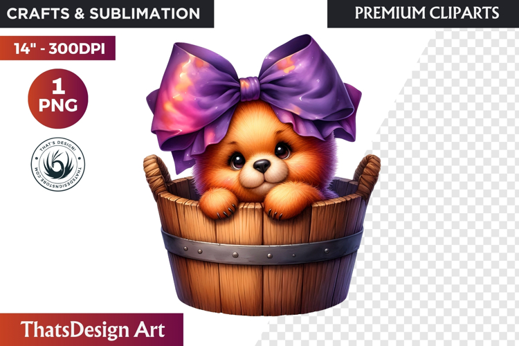 Autumn Cute animal in a bucket clipart Pumpkin thanksgiving