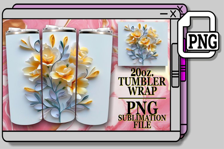 Delicate Springtime Blossom 3D 20oz Tumbler Design example image 1