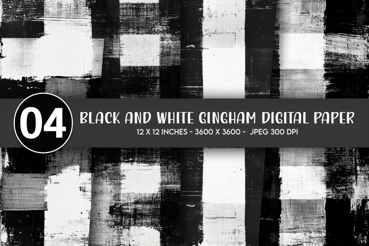 Black and White Gingham Digital Paper example image 1