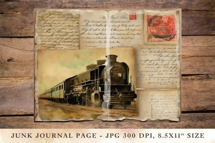 Printable Junk Journal Pages train