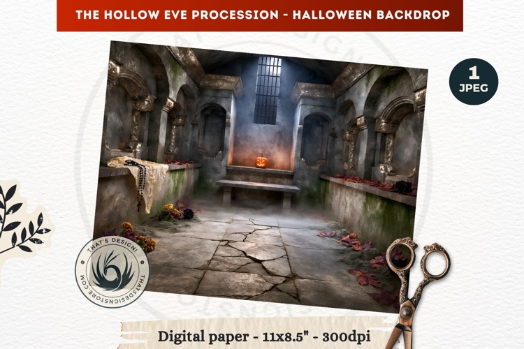 Gothic Halloween background - Hollow Eve Procession Backdrop