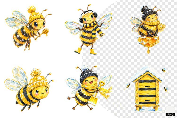 Winter Bees Garden Clipart example image 1