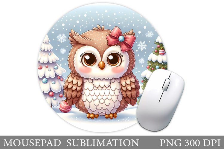 Cute Owl Mouse Pad. Christmas Mouse Pad Design