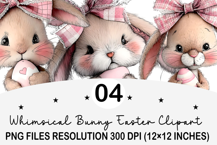 Whimsical Bunny Easter Clipart, Watercolor Easter Bunny PNG