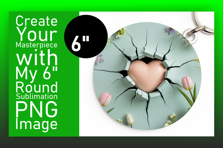 Bright Round Design Keychain Template , 3D Heart