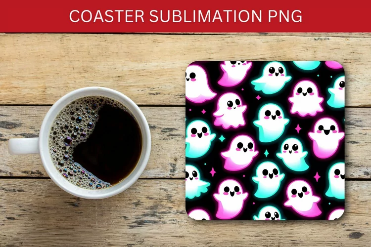 square coaster - ghost pattern