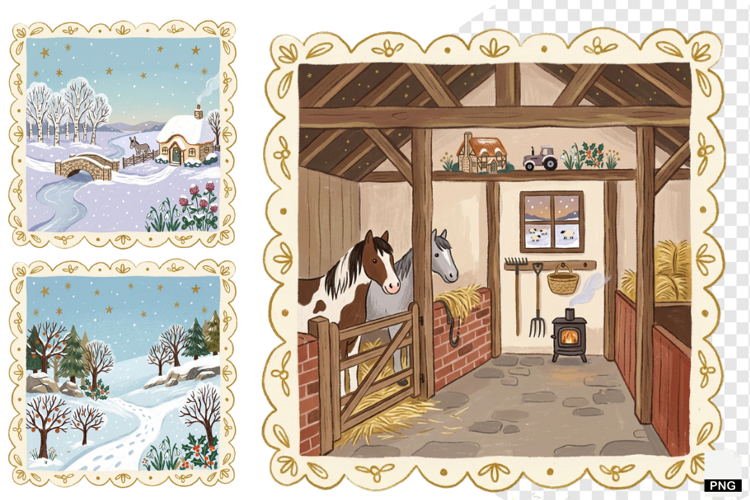 Nursery Winter Postage Stamps PNG