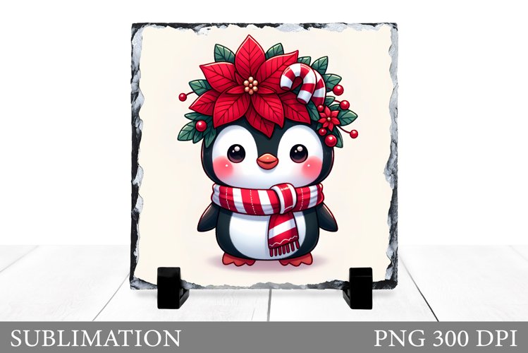 Cute Penguin Sublimation. Christmas Penguin Slate Design