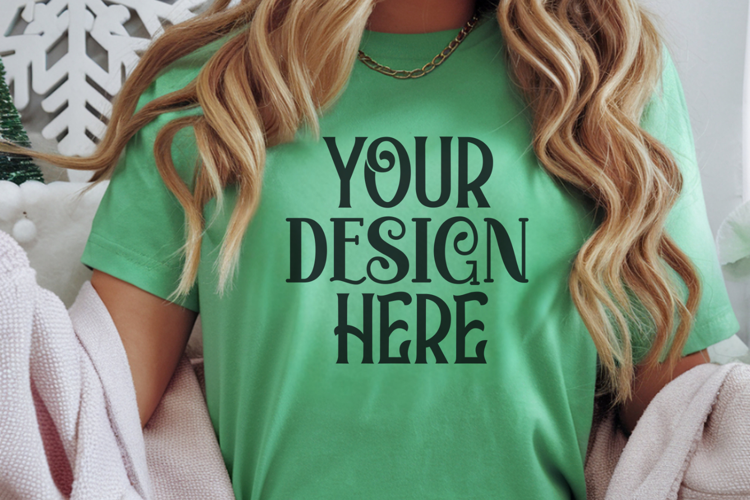 Island Green Comfort Colors 1717 Christmas Mockup, CC 1717