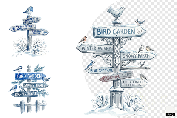 Winter Birds Garden Clipart