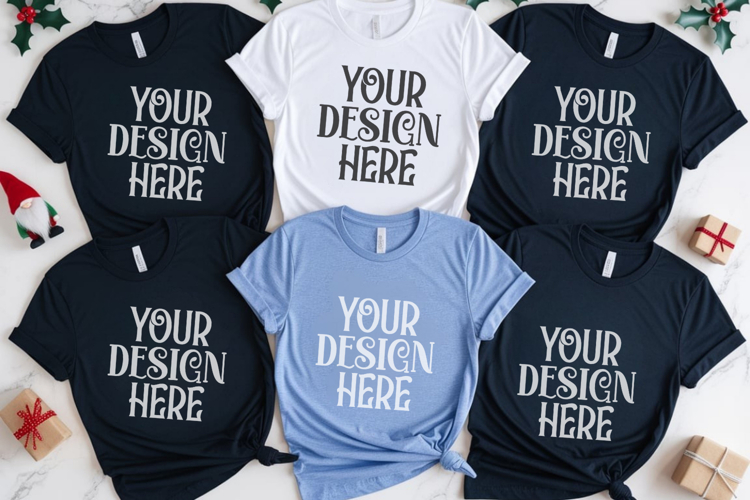 Christmas Family Matching Group Flat Lay T-Shirt Mockups