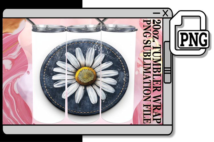 Spring Blossom Denim Tumbler Wrap 20oz example image 1