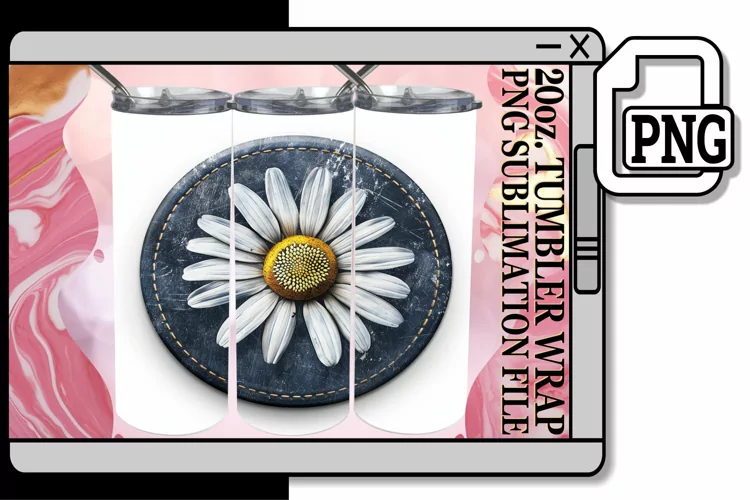 Spring Blossom Denim Tumbler Wrap 20oz