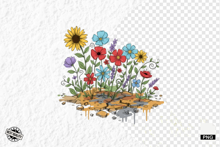 Whimsical Summer Wildflowers Clipart