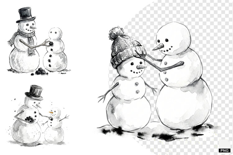 Snowman Party Clipart example image 1