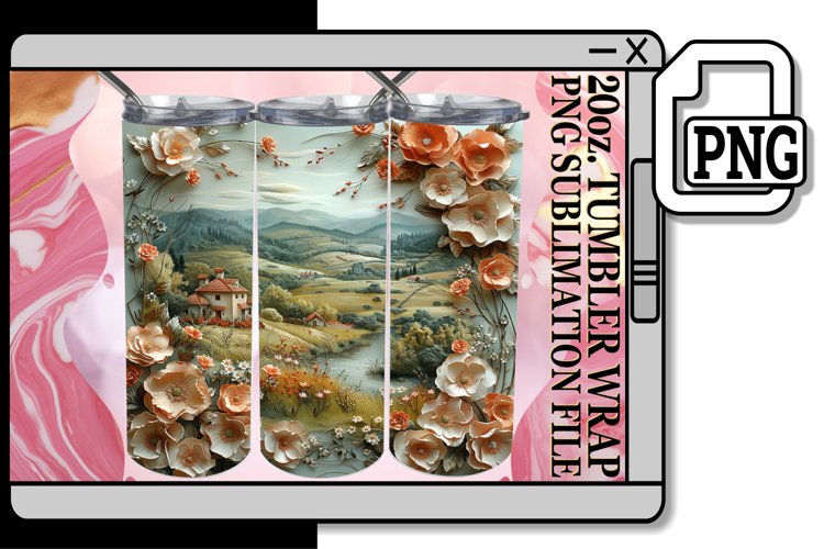 3D Flower Panorama Tumbler Design 20oz example image 1